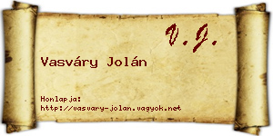 Vasváry Jolán névjegykártya